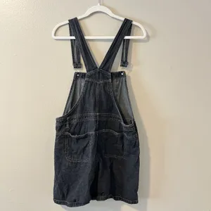 Route 66 Vtg Denim Overall Shorts Black Grey Embroidered Y2K Kid Core Grunge‎ Goth 90s thumbnail 7