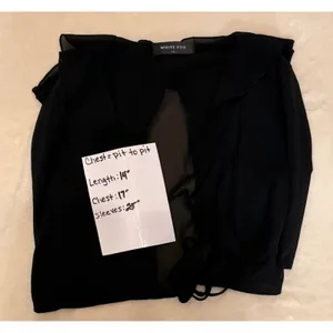 WHITE FOX BOUTIQUE Black Sheer Ruffle Crop Top Long Bell Sleeve Tie Front S NWOT thumbnail 3