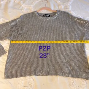 DKNY Jeans 100% Cotton Gray & Metallic Silver‎ Animal Print Size L Crew Sweater thumbnail 12