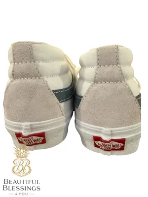 Vans Sk8 Off White Suede White Dark Green Striped Sneakers Women’s 8 Casual thumbnail 5