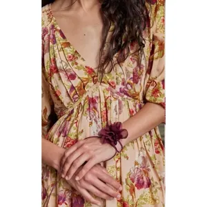 Free People Sweetheart Flower Choker Burgundy NWT Dainty Bracelet Hair Ethereal thumbnail 6
