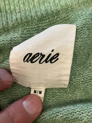 Aerie Sweater Womens Medium Green V Neck Relaxed Knit Pullover Cozy Oversized thumbnail 9