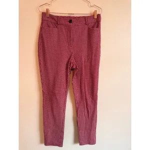 Loft Ankle Pants Women‎ 10 Red Gingham Check Slim Fit Stretch Tapered Trousers thumbnail 2