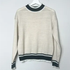 Lovers + Friends Cream and Black Crewneck Pullover Sweater thumbnail 2