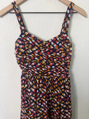 Anthropologie Maeve Sweetheart Maxi Dress Pockets Brown Red Polka Dot Size‎ 0 thumbnail 4