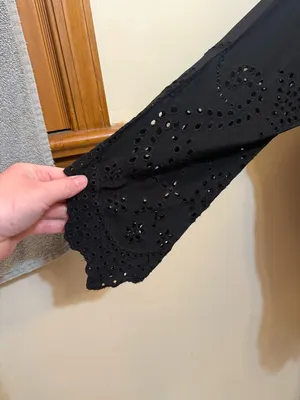 Ulla Johnson Black Eyelet Althea Cutwork Blouse 100% silk size 4 thumbnail 12