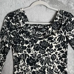 Vintage Goth Romantic Black White Floral Off Shoulder Top Y2K Baddie 90s Small‎ thumbnail 4