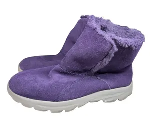 Skechers on-the-go Purple leather Suede Plush-Lined Winter Boots 8.5 slip on thumbnail 1