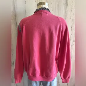 Vintage Floral Appliqué Cottagecore DIY Grunge Sweatshirt XL‎ Hanes Her Way thumbnail 5