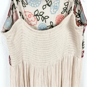 ALTAR’D STATE Cream Spaghetti Straps Embroidered Front Smocked Back Tiered Dress thumbnail 6