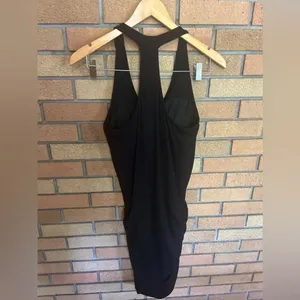 Athleta Black Racerback Ruched Tank Body con Padded Dress Size Small Petite SP thumbnail 4