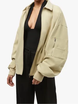 WeWoreWhat Oversized Bomber Jacket in Light Khaki thumbnail 9
