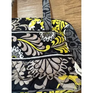 Vera Bradley Quilted Hanging Travel Organizer Cosmetic Bag Gray Yellow Floral thumbnail 6