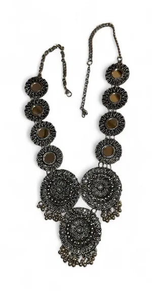 Vintage Boho Statement Necklace Silver thumbnail 1