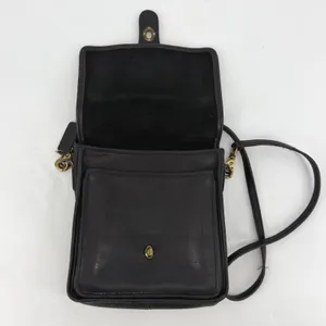 Vintage Coach NYC‎ Black Leather Top Handle Crossbody Turnlock Bag thumbnail 3