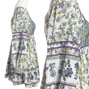 Free People Bohemian Retro 70s Endless Afternoon Floral Mini Dress Large thumbnail 9