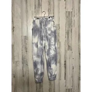 Tie Dye Lounge Set Womens Medium Gray White Sweatshirt Jogger Set Cozy thumbnail 3