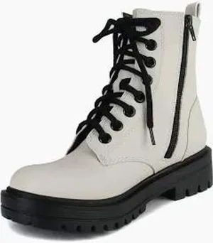 UNR8ED Combat Boots Side Zip Lug Sole Women's 8W Cream Military Platform Grunge thumbnail 1