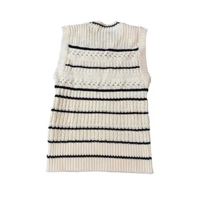 NWB Madewell Size XXS Striped‎ Sweater Vest in 100% Cotton Jet Black Mini Stripe thumbnail 7