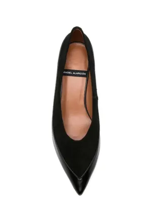 Angel‎ Alarcon Kitten Heels Leather Sheer Pointed Toe Pumps in Black Sz 38 thumbnail 2