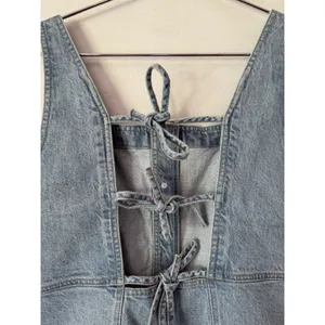 NWOT LOFT Denim Lace Up Button Front Corset Top Women’s 8/29 thumbnail 4