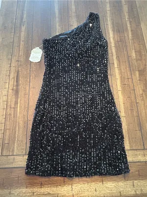 Altar’d State Black Sequin One Shoulder Cocktail Dress Size Small NWT thumbnail 4