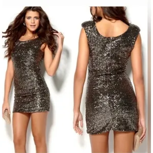 MinkPink sz S gold sequin party mini dress‎ thumbnail 2