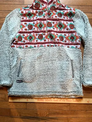 Simply Southern Plush Sea Turtle Aztec Pullover Sherpa Jacket Womens Size Large thumbnail 7