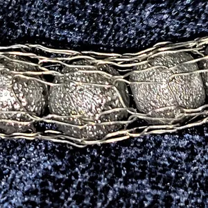 Metal Mesh Silver Textured Threaded Bead Necklace thumbnail 5