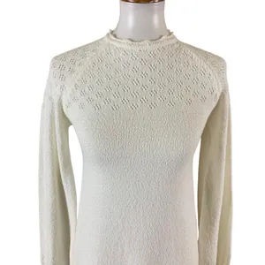 Rumored Ivory Knit Long Sleeve Dress Medium Cottagecore Romantic Pullover Mini thumbnail 3