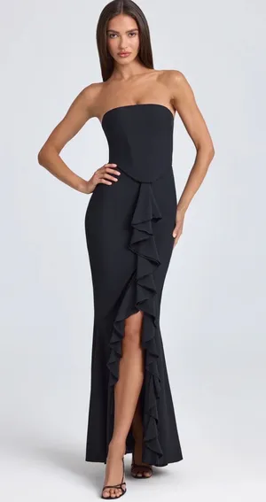Oh Polly Dress Black Ruffle thumbnail 1