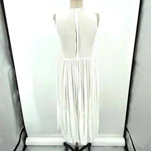 Vince Shirred Sleeveless Tiered Midi Long Dress in‎ Off White Size XS thumbnail 8