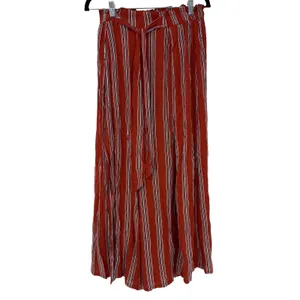 Simplee Rust Red Striped Wide Leg Pants Tie Waist Boho L‎ NWT thumbnail 2