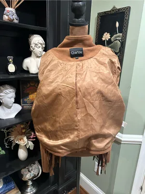 Chartou Brown Faux Suede Fringe Jacket Size Large thumbnail 11