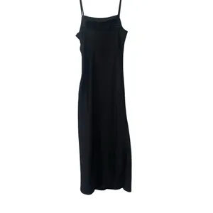 Grade & Gather Black Silky Slip Dress Gathered Side Maxi Side Slit thumbnail 5