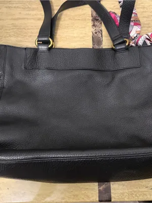 Fossil Black Leather Large Tote Bag with Decorative Scarf thumbnail 8