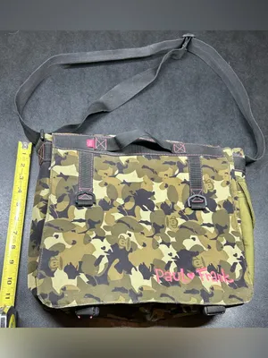 Paul Frank Vintage Green Camo Messenger Style Canvas Shoulder Bag thumbnail 2