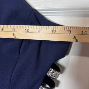 Speechless Navy Blue Halter‎ High Low Rhinestone Side Cutout Formal Dress Size 0 thumbnail 9