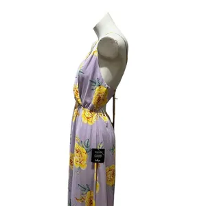 Lulus Lavender Floral Print Backless Maxi Dress Size M Sleeveless V-Neck thumbnail 6