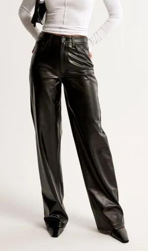 Abercrombie & Fitch The 90s Straight Ultra High Rise Faux Leather 30/10 thumbnail 1
