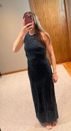 Vintage All the Jazz Green and Purple Shimmer Sleeveless Maxi Dress Size 4/6 thumbnail 1