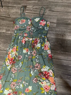Band of the Free Floral Wide Leg Jumpsuit Size M Sage Green Boho thumbnail 4
