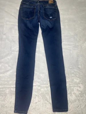 American Eagle Outfitters Navy Blue Ripped Skinny Jeans thumbnail 5