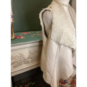 Knox Rose Women's‎ XL Cream Faux Fur Lined Drape Vest Cozy Casual thumbnail 3
