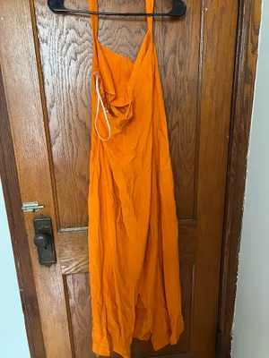 Reformation Orange Silk Dress thumbnail 2