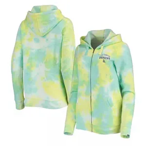 New Era Women's White Los Angeles Dodgers Tie-Dye Full-Zip Hoodie thumbnail 1