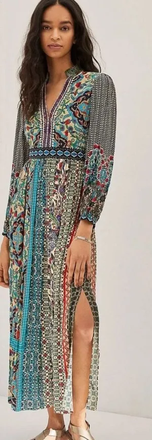Anthropologie Bhauni by Jyoti Boho Printed Maxi Dress Embellished thumbnail 1
