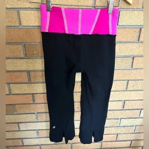 Lululemon Pink High Waisted Flare Yoga Pants Leggings Mid Length Women’s Size 4 thumbnail 4