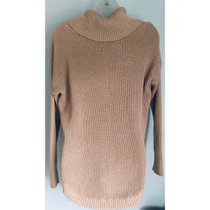 Calvin Klein Sweater Women's Medium Tan Waffle Knit Turtle Neck Cottage thumbnail 2