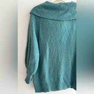 Express Teal Cowlneck Balloon Sleeve Sweater, Size Large thumbnail 13